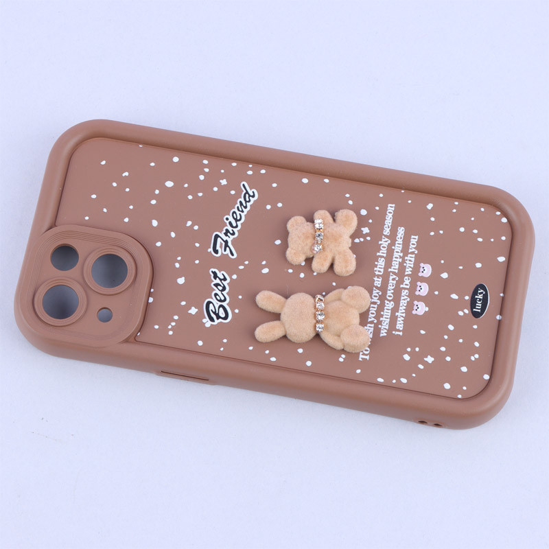 قاب سولید کیس عروسکی پشمالو محافظ لنزدار iPhone 13