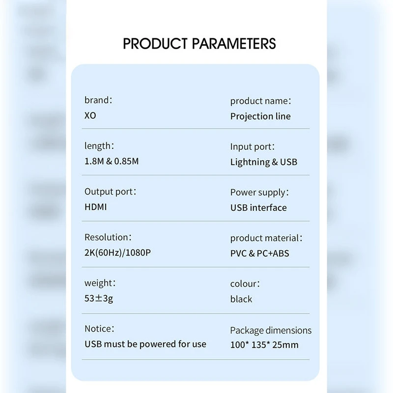 کابل تبدیل XO XO-GB008 Lightning To HDMI 1.8m