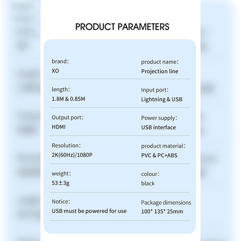 کابل تبدیل XO XO-GB008 Lightning To HDMI 1.8m