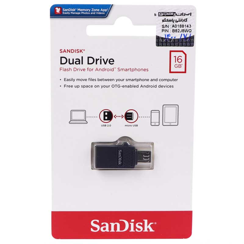 فلش 16 گیگ سن دیسک SanDisk Dual Drive OTG