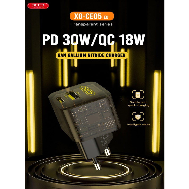 کلگی فست شارژ XO XO-CE05 2Port QC3.0 PD 3A 30W