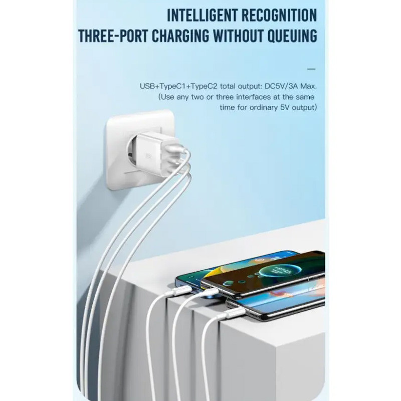 کلگی فست شارژ XO XO-L101 3Port 3A PD QC3.0 20W