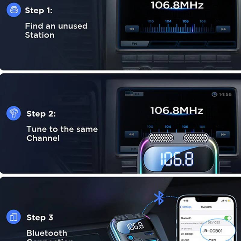 شارژر فندکی + FM Player بلوتوثی Joyroom JR-CCB01