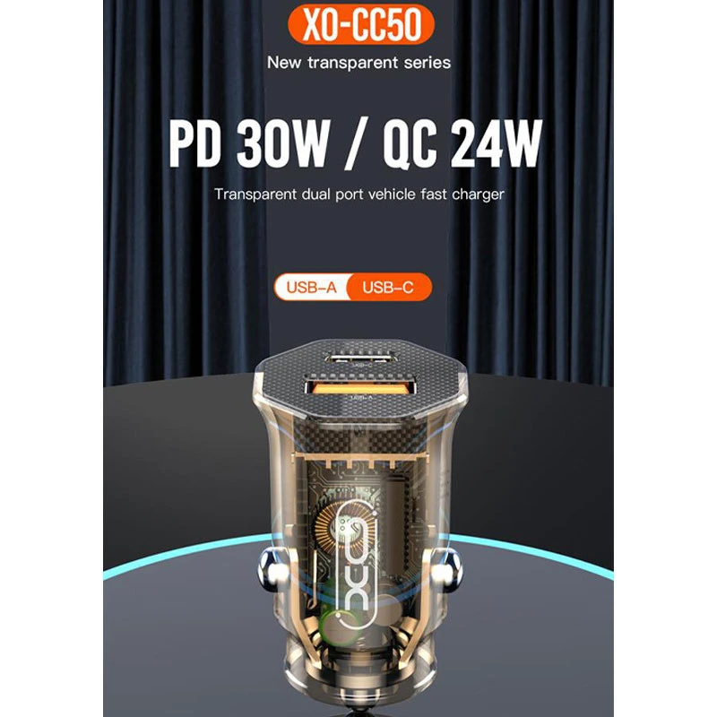شارژر فندکی فست شارژ XO XO-CC50 QC3.0 PD3.0 3A 33W + کابل تبدیل لایتنینگ
