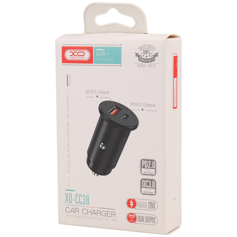 شارژر فندکی فست شارژ XO XO-CC38 QC3.0 PD2.0 3A 20W