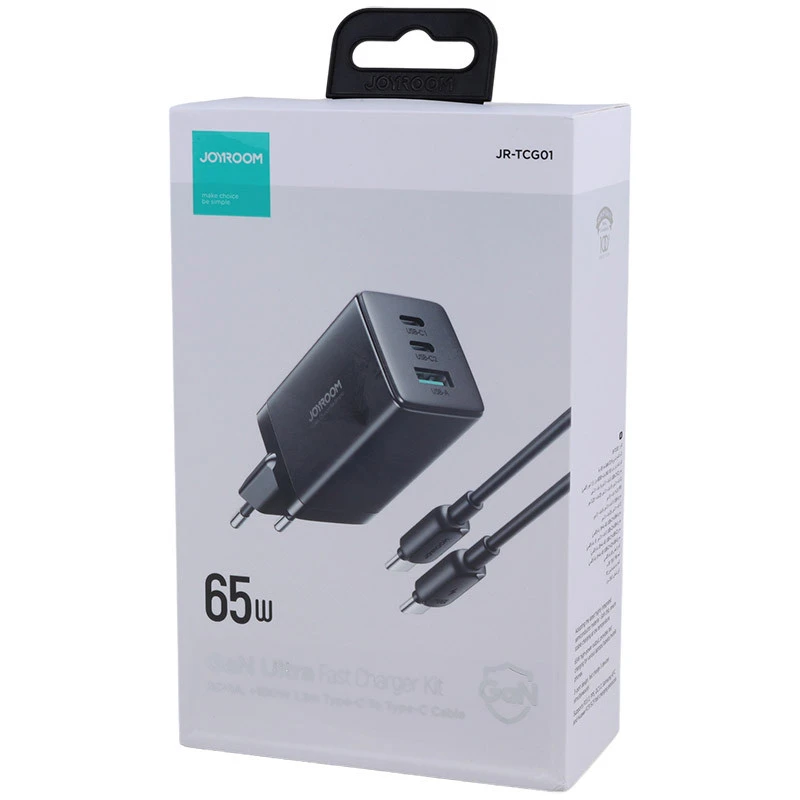 شارژر دیواری فست شارژ Joyroom JR-TCG01 3Port 3.25A QC3.0 PD 65W + کابل تبدیل تایپ سی