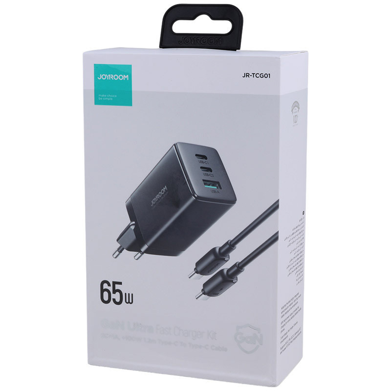 شارژر دیواری فست شارژ Joyroom JR-TCG01 3Port 3.25A QC3.0 PD 65W + کابل تبدیل تایپ سی