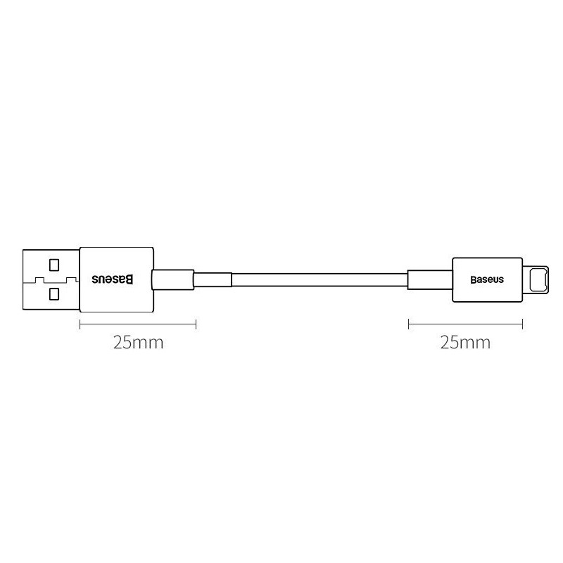 کابل کوتاه آیفونی فست شارژ Baseus Calys-02 2.4A 25cm