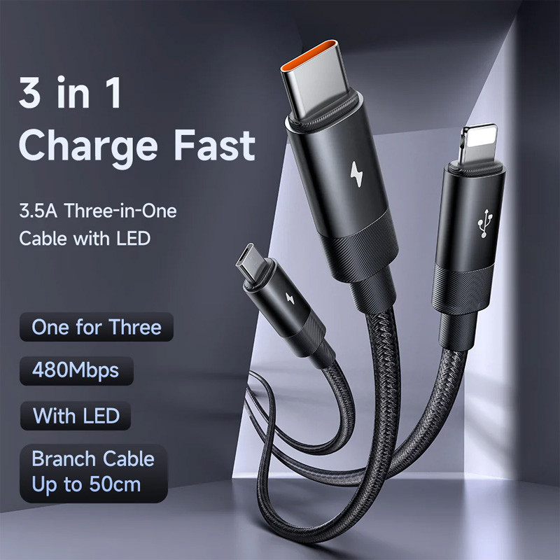 کابل ۳ سر فست شارژ Mcdodo CA-579 3A 1.2m