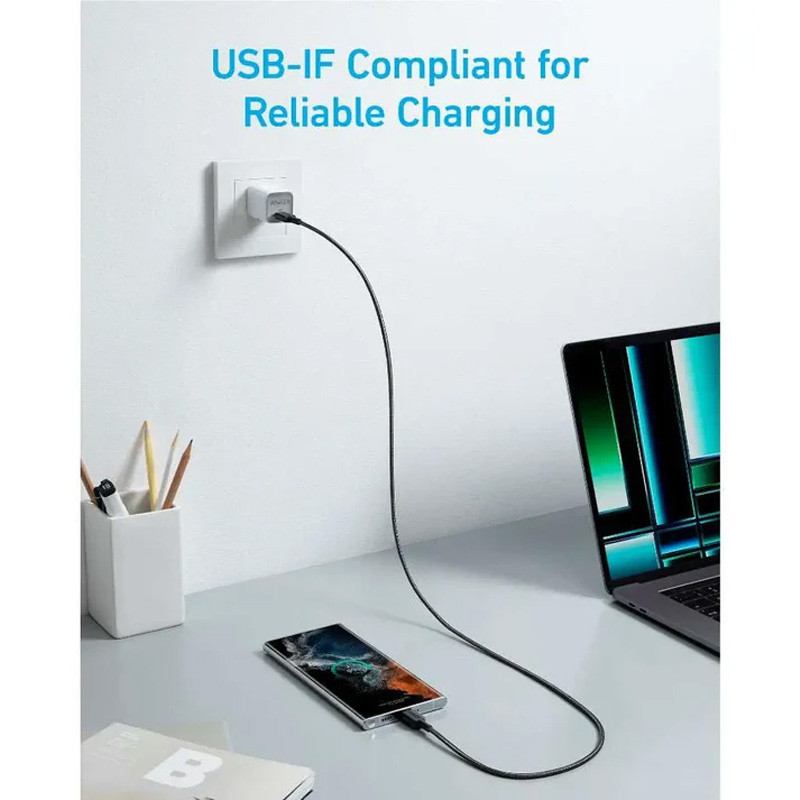 کابل تبدیل فست شارژ Anker PowerLine A81F5 Type-C To Type-C PD 60W 0.9m