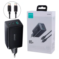 شارژر دیواری فست شارژ Joyroom JR-TCG01 3Port GaN 3.25A QC3.0 PD3.0 65W + کابل تبدیل تایپ سی