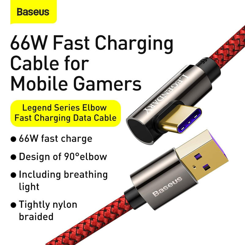 کابل فست شارژ Baseus Legend Series Elbow CACS0005 66W 2m یکسر L