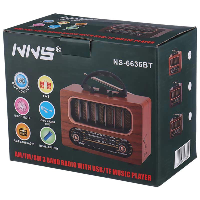 رادیو اسپیکر بلوتوثی رم و فلش خور NNS NS-6636BT
