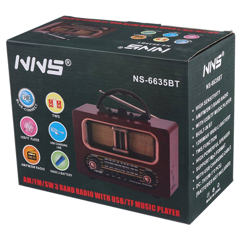 رادیو اسپیکر بلوتوثی رم و فلش خور NNS NS-6635BT