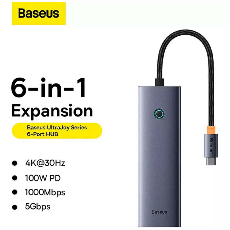 هاب 6 پورت Type-C باسئوس UltraJoy Series BS-OH151 B00052802811-00