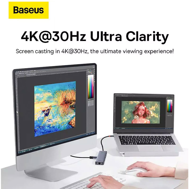 هاب Baseus UltraJoy Series BS-OH151 USB 3.0/HDMI/RJ45/Type-C PD To Type-C