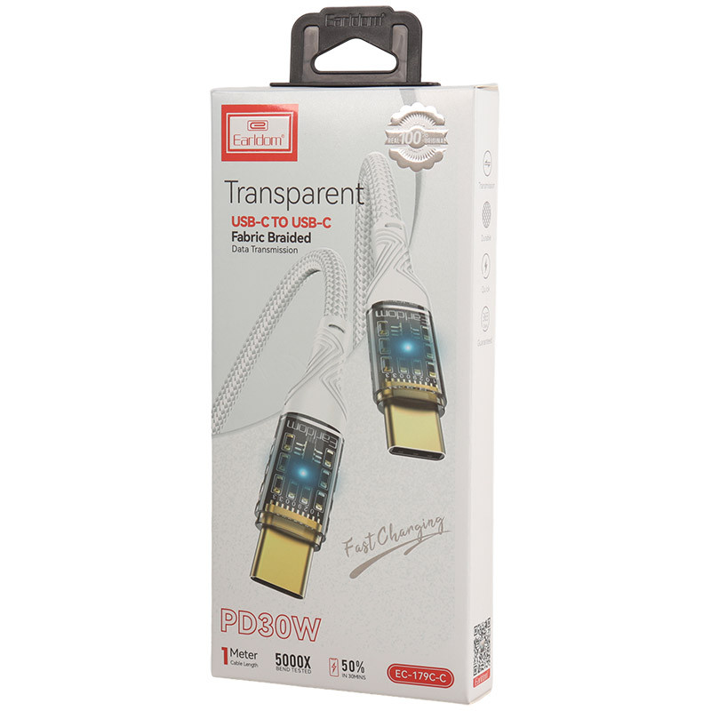 کابل تبدیل فست شارژ Earldom EC-179C-C Type-C To Type-C PD 30W 1m