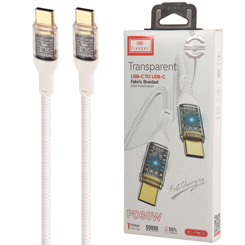 کابل تبدیل فست شارژ Earldom EC-179C-C Type-C To Type-C PD 30W 1m
