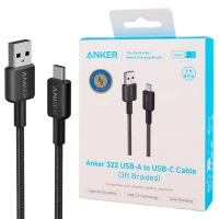 کابل تایپ سی فست شارژ Anker 322 A81H5 3A 15W 90cm