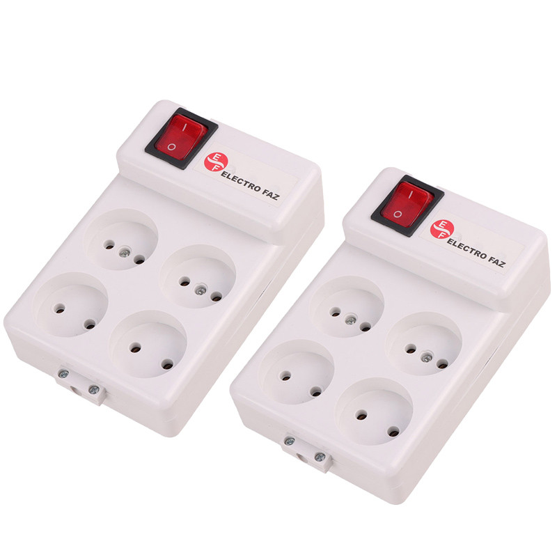 چند راهی 4 خانه برق بدون سیم الکترو فاز Electro Faz بسته 2 عددی شرینک