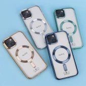 قاب ژله ای مگ سیف شفاف دور رنگ + محافظ لنز رینگی iPhone 13 / 14
