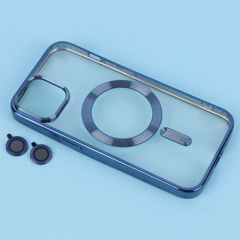 قاب ژله ای مگ سیف شفاف دور رنگ + محافظ لنز رینگی iPhone 13 / 14
