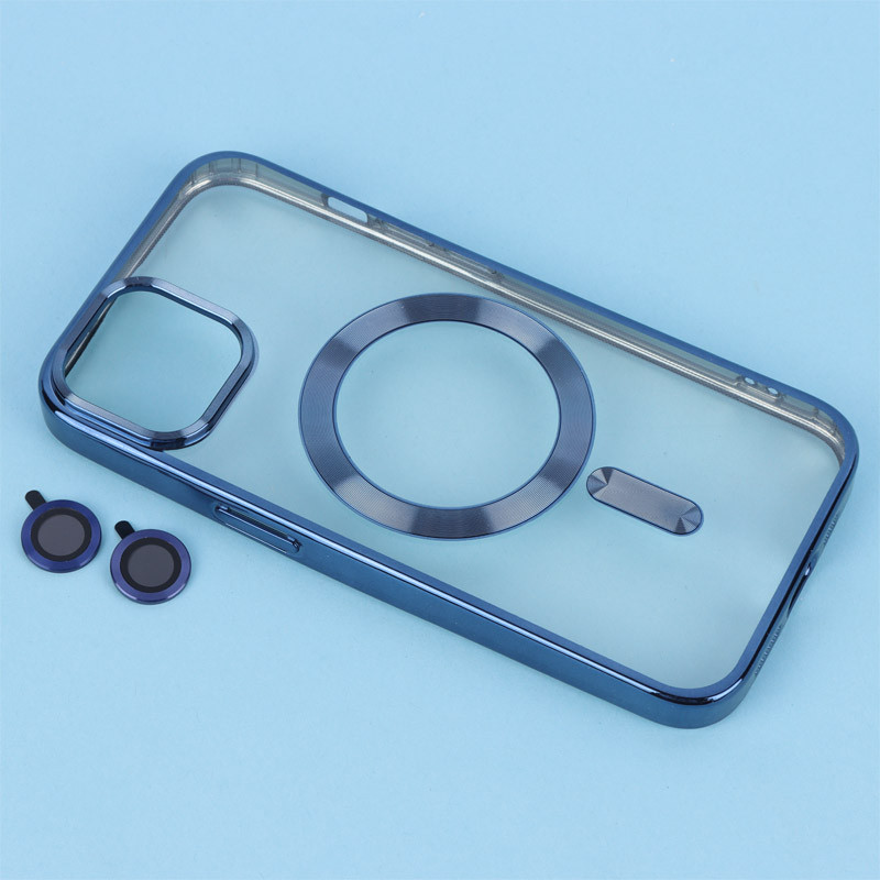 قاب ژله ای مگ سیف شفاف دور رنگ + محافظ لنز رینگی iPhone 13 / 14