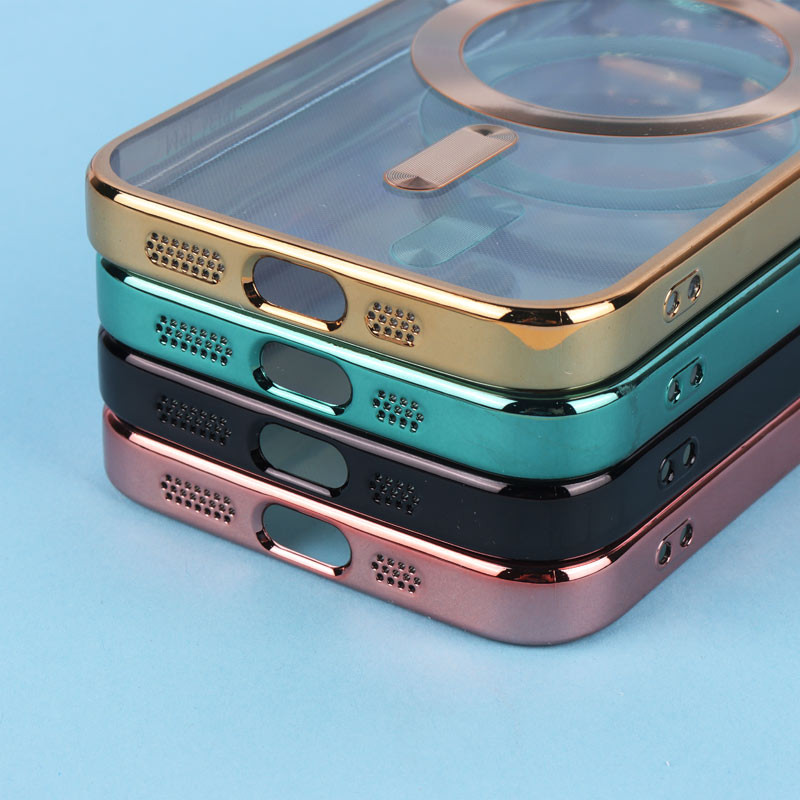 قاب ژله ای مگ سیف شفاف دور رنگ + محافظ لنز رینگی iPhone 13 / 14