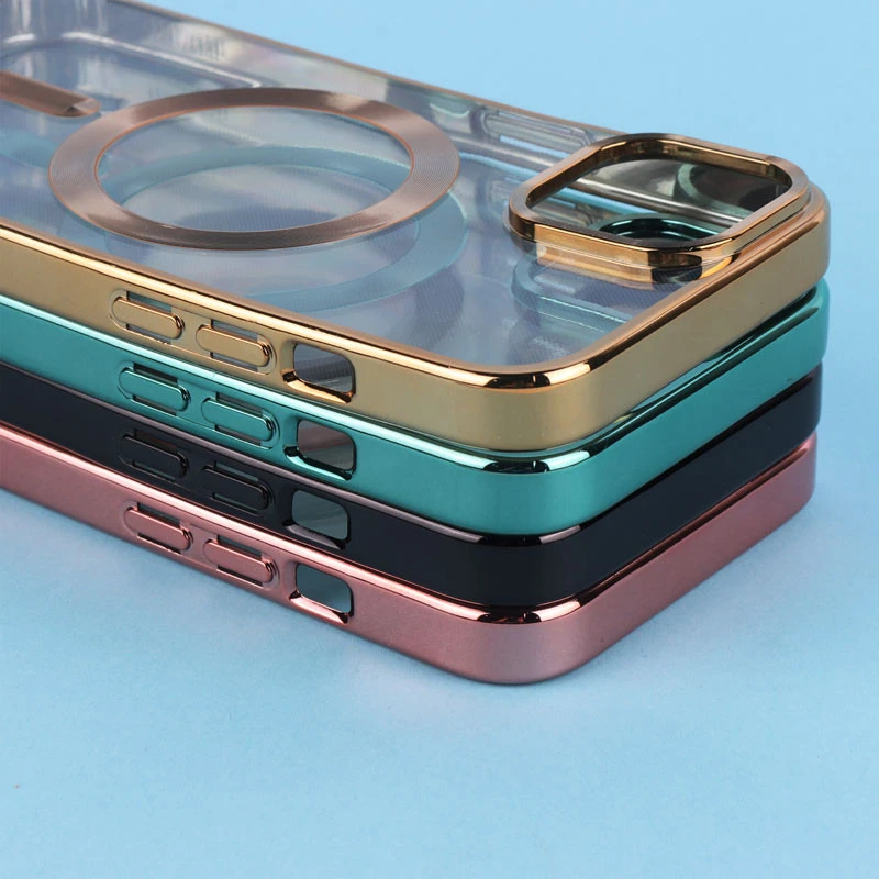قاب ژله ای مگ سیف شفاف دور رنگ + محافظ لنز رینگی iPhone 13 / 14
