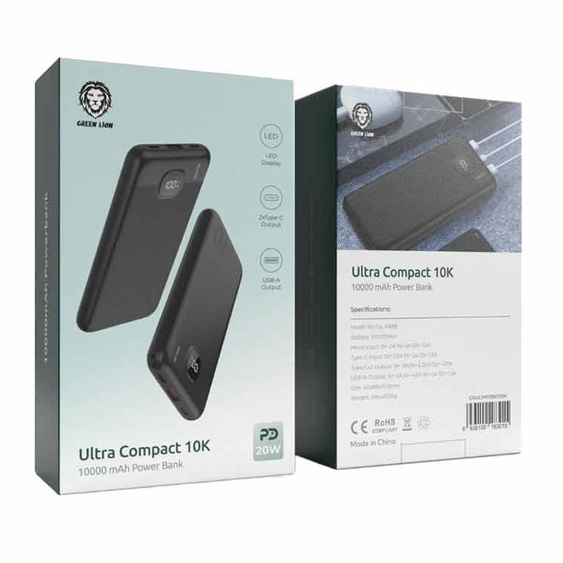 پاور بانک فست شارژ گرین لاین Ultra Compact PD 20W ظرفیت 10000 میلی آمپر ساعت