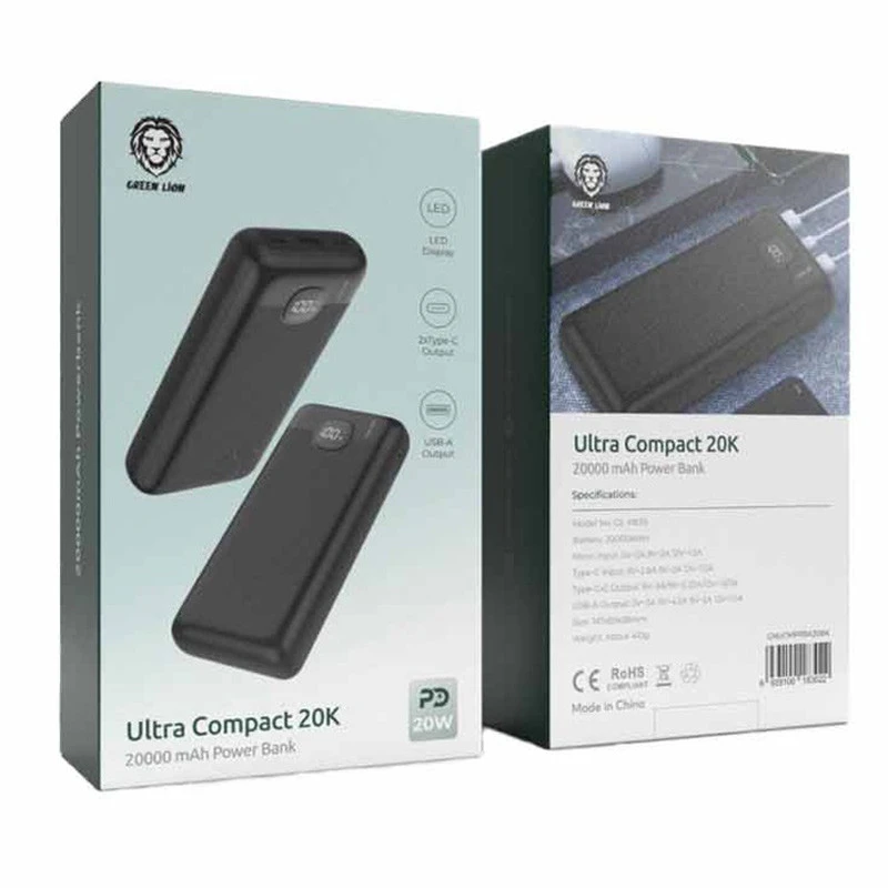 پاور بانک فست شارژ گرین لاین Ultra Compact PD 20W ظرفیت 20000 میلی آمپر ساعت