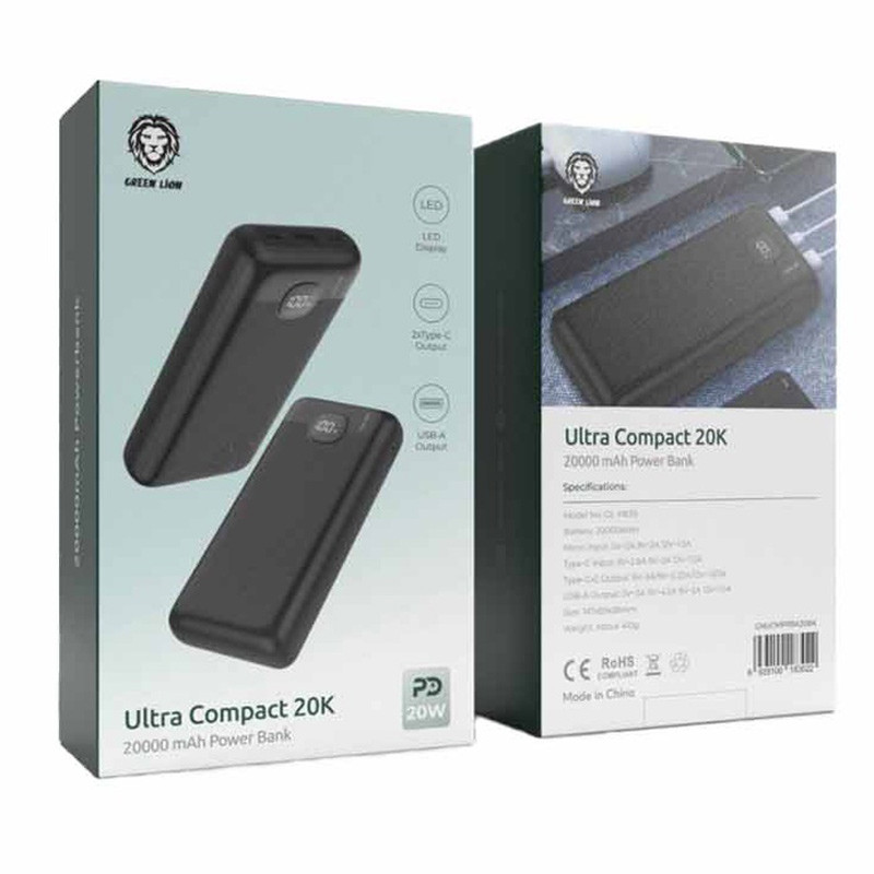 پاور بانک فست شارژ گرین لاین Ultra Compact PD 20W ظرفیت 20000 میلی آمپر ساعت