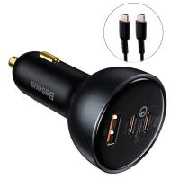 شارژر فندکی فست شارژ Baseus TZCCZM-0G 5A QC5.0 PD 100W + کابل تبدیل تایپ سی