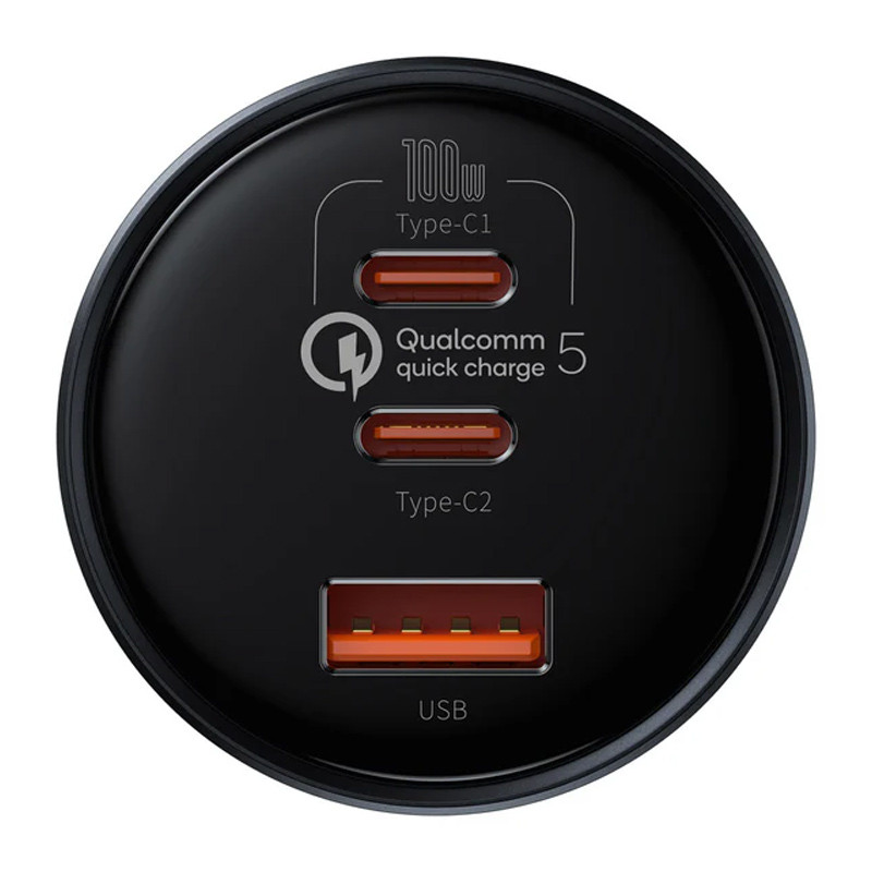 شارژر فندکی فست شارژ Baseus TZCCZM-0G 5A QC5.0 PD 100W + کابل تبدیل تایپ سی