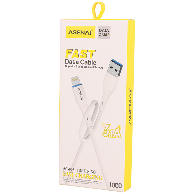 کابل آیفونی فست شارژ Asenai AC-003 3.1A 1m