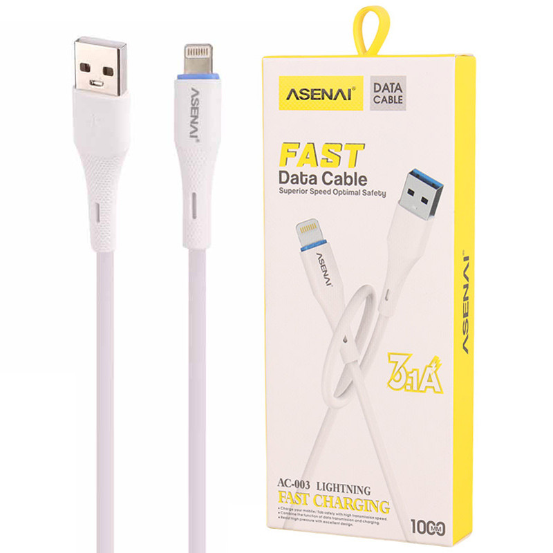 کابل آیفونی فست شارژ Asenai AC-003 3.1A 1m