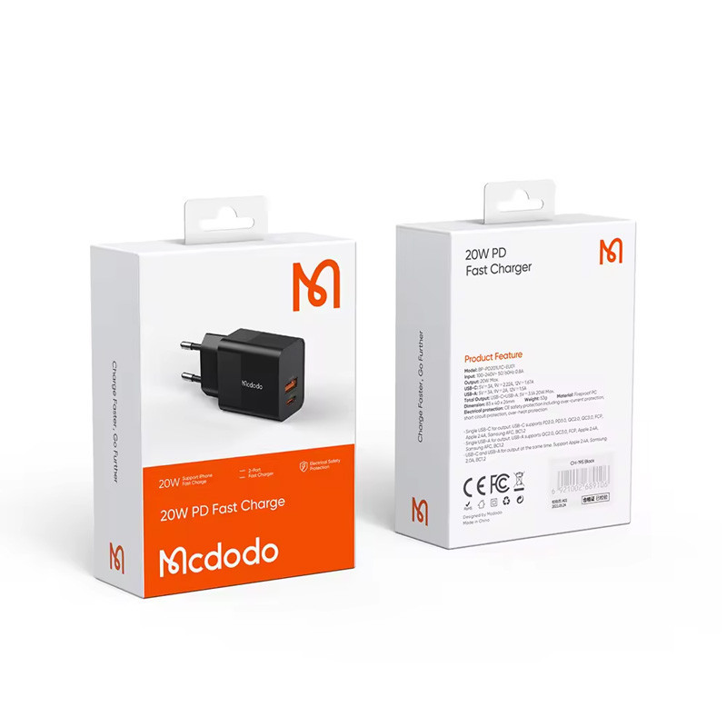 کلگی فست شارژ &nbsp;Mcdodo CH-195 2Port 3A QC3.0 PD 20W