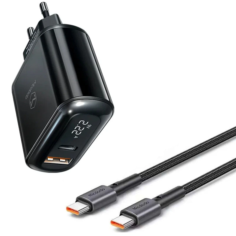 شارژر دیواری فست شارژ Mcdodo LCH-717 2Port 3A QC3.0 PD3.0 20W + کابل تبدیل تایپ سی