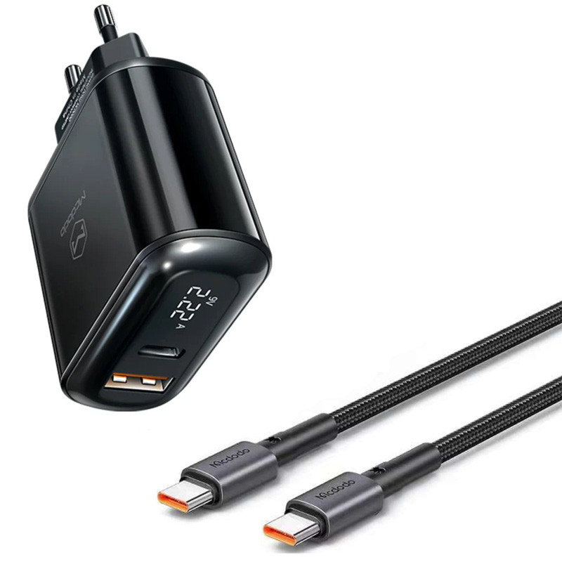 شارژر دیواری فست شارژ Mcdodo LCH-717 2Port 3A QC3.0 PD3.0 20W + کابل تبدیل تایپ سی
