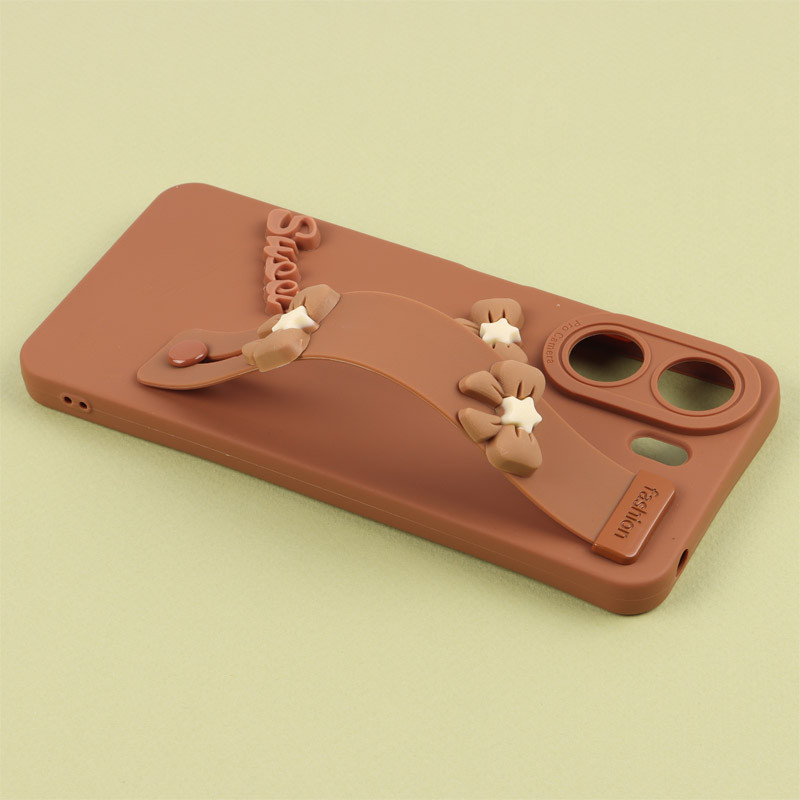 قاب سیلیکونی ژله ای دستبندی محافظ لنزدار Xiaomi Redmi 13C / Poco C65
