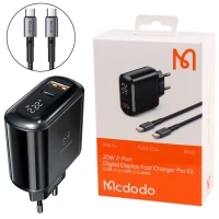 شارژر دیواری فست شارژ Mcdodo LCH-717 2Port 3A QC3.0 PD3.0 20W + کابل تبدیل تایپ سی