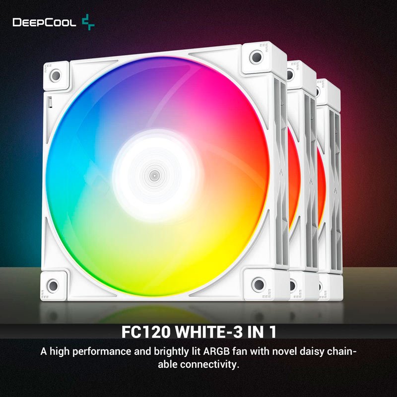 فن کیس دیپ کول DeepCool FC120 ARGB White 12*12 بسته 3 عددی