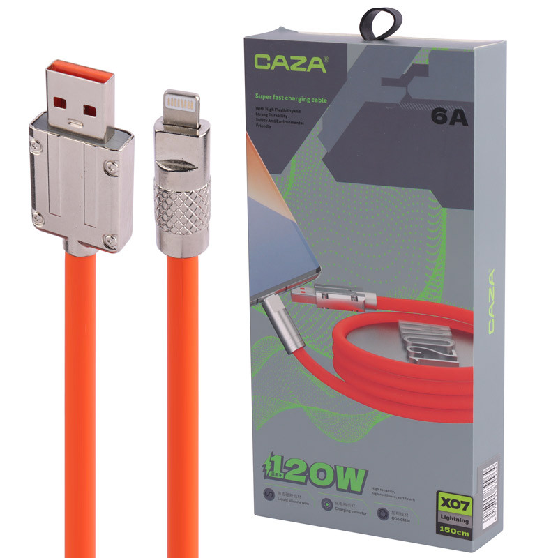 کابل آیفونی فست شارژ Caza X07 6A 120W 1.5m