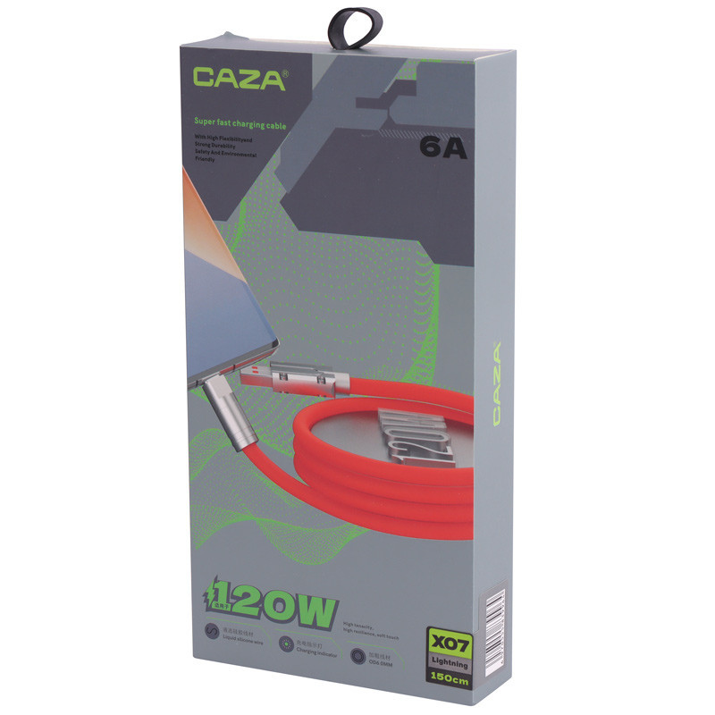 کابل آیفونی فست شارژ Caza X07 6A 120W 1.5m