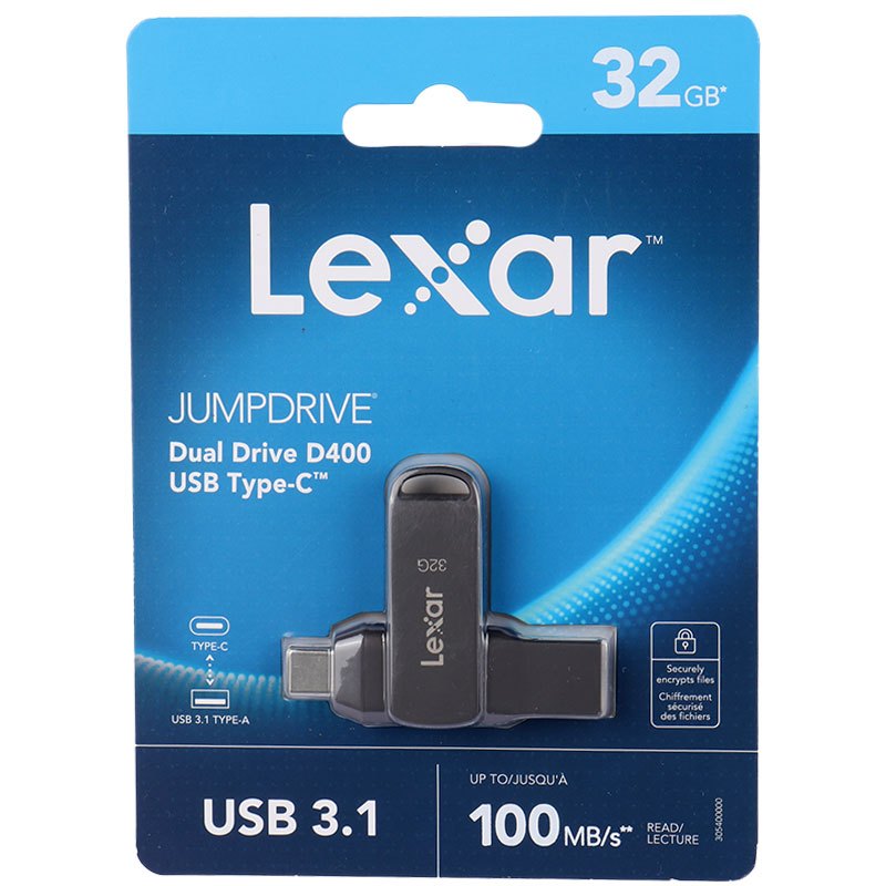 فلش 32 گیگ لکسار Lexar JumpDrive D400 OTG Type-C USB3.1