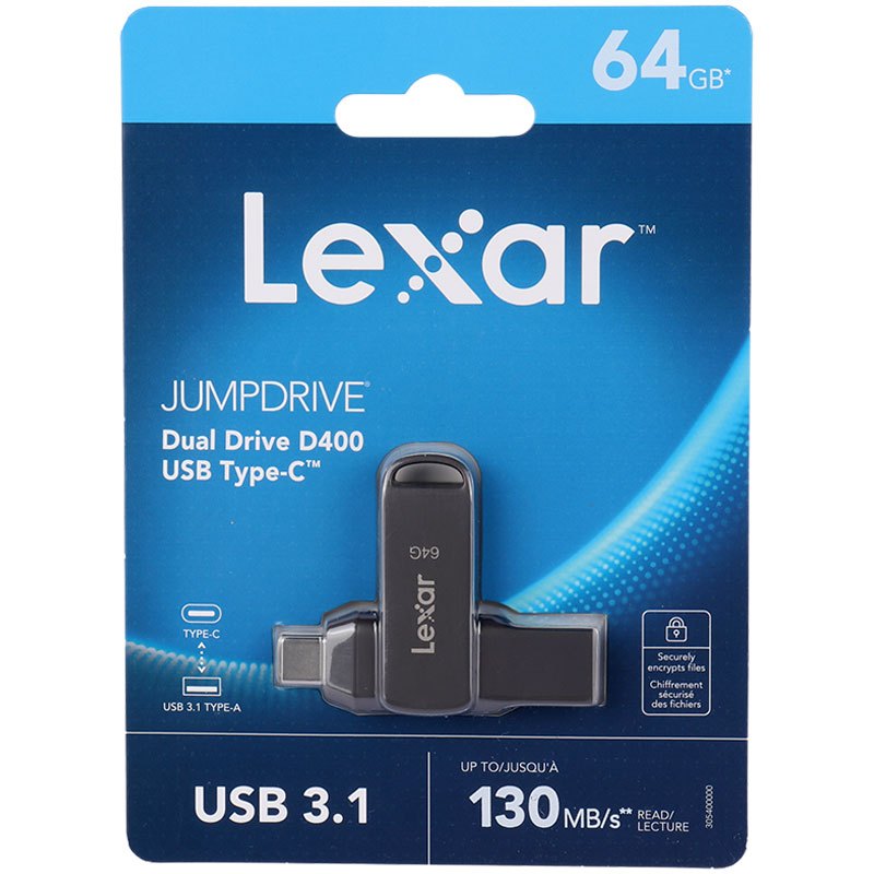 فلش 64 گیگ لکسار Lexar JumpDrive D400 OTG Type-C USB3.1