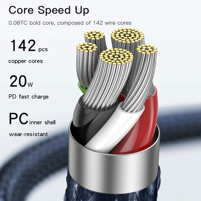 کابل تبدیل فست شارژ Yesido CA95 Type-C To Lightning PD 20W 1.2m