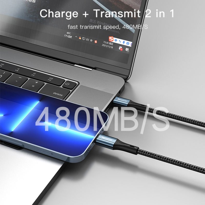 کابل تبدیل فست شارژ Yesido CA95 Type-C To Lightning PD 20W 1.2m