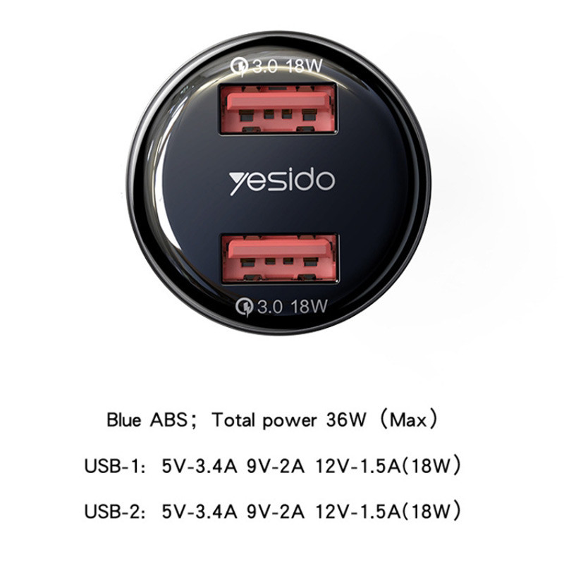 شارژر فندکی فست شارژ Yesido Y51 36w