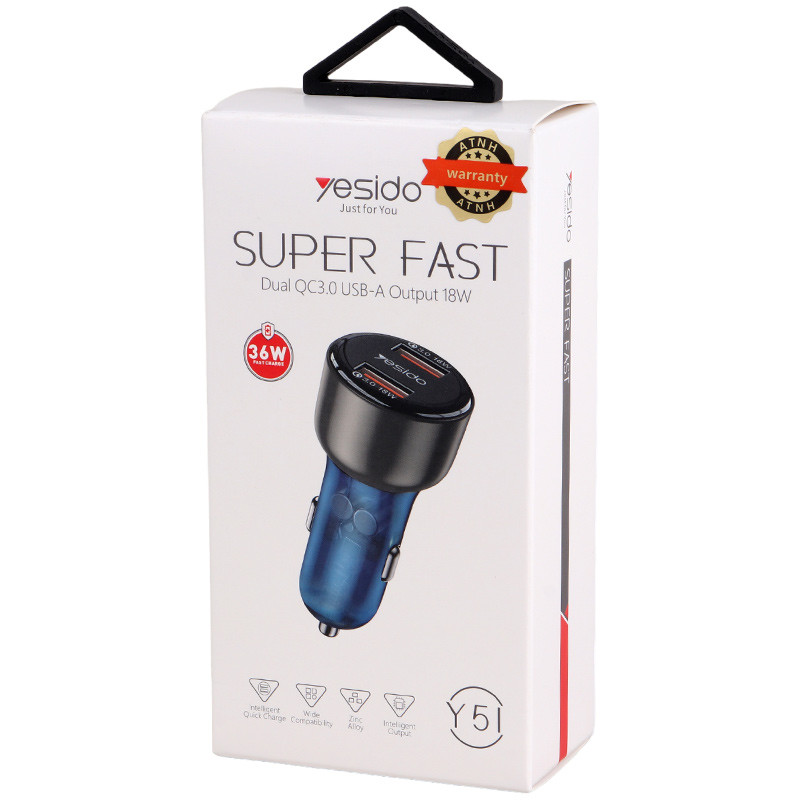 شارژر فندکی فست شارژ Yesido Y51 36w